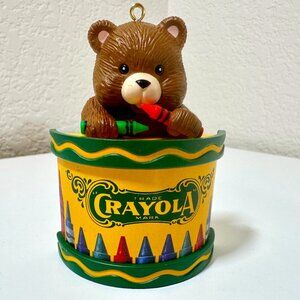 Vintage 1992 Crayola Teddy Bear Crayon Drum Christmas Ornament by Binney & Smit